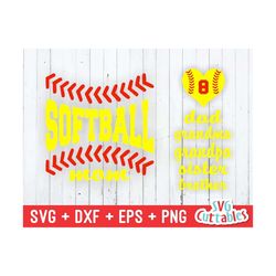 softball svg - softball mom svg - dxf - eps - png -  dad - sister - brother - grandma - grandpa - heart - silhouette - cricut cut file