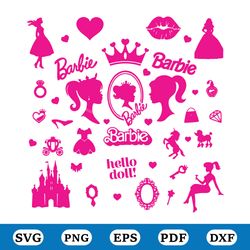 barb svg bundle , svg, princess silhouette, pink doll svg, girl svg, sticker clipart