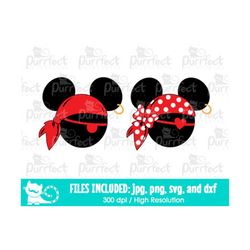 mouse cute pirate red svg, digital cut files in svg, dxf, png and jpg, printable clipart