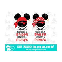 bundle cruise like a sailor drink like a pirate svg, family halloween vacation trip, digital cut files svg dxf png jpg,