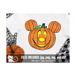 pumpkin mouse svg, cute halloween pumpkin face svg, digital cut files in svg, dxf, png and jpg, printable clipart, insta