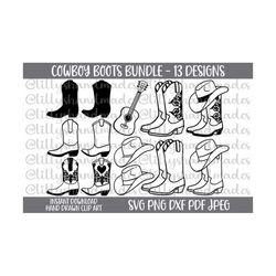 cowboy boots svg bundle, cowboy boot svg, guitar svg, cowboy hat svg, cowboy boots png, cowboy boot png cowboy boots clipart, cowboy hat png