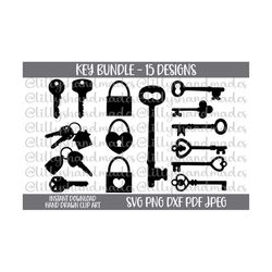 key svg bundle, antique key svg, lock svg, lock and key svg, heart lock svg, house key svg, car key svg, key clipart, key png, key vector