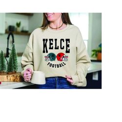 kelce philadelphia and kansas football shirt, vintage football crewneck, gift fan kelce, travis kelce fan gift