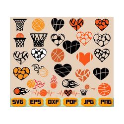 basketball silhouette - sport svg - basketball ball svg - basketball heart svg - basketball basket svg - basketball cut files - design svg