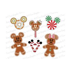 bundle christmas gingerbread svg, merry christmas svg, christmas candy svg, mouse head gingerbread svg, gingerbread cookie svg