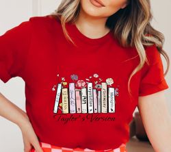 taylor swift's version music albums as books t-shirt, fun music lover gift, 2023 taylor swiftie concert tee, tour merch