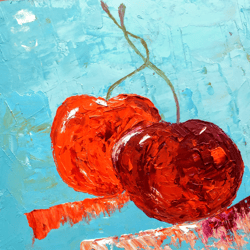 handmade painting on the wall "cherry" fruit