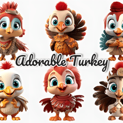 adorable turkey cartoon sublimation