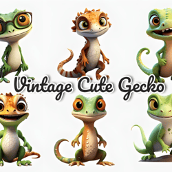 vintage cute gecko cartoon sublimation