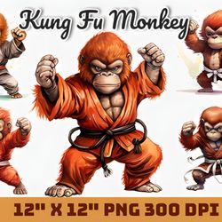 kung fu monkey watercolor sublimation