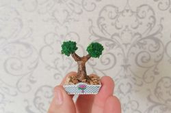 Bonsai. Plant for puppet miniature.Dollhouse miniature.1:12 scale.