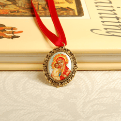 icon pendant virgin mary religious orthodox christian christmas gift