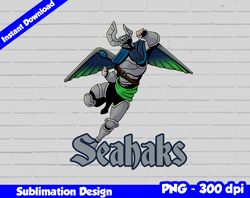 seahawks png, football mascot warrior style, seahawks t-shirt design png for sublimation, sport mascot design