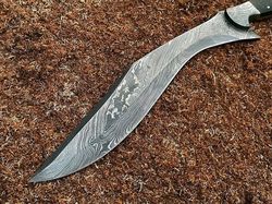 custom handmade damascus steel blade kukri knife - hunting knife - camping knife