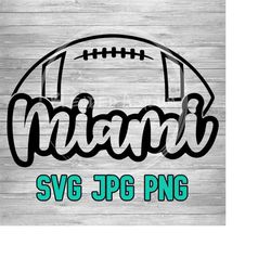 miami football 001 svg png jpg | miami football layered vector file | sublimination | retro style | clip art | digital download
