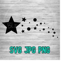 shooting star 001 svg png jpg | stardust trail vector cut file | cricut silhouette | glowforge | sublimination | digital download