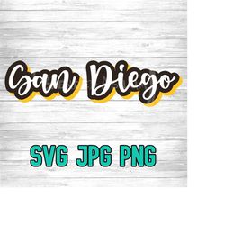 san diego 001 svg png jpg | layered vector file | sublimination file | die cutting file | retro style | clip art | digital download