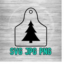 cattle tag christmas tree svg png jpg | layered christmas tag vector cut file | stocking tag | christmas clip art | farm christmas