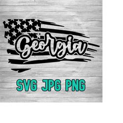georgia american flag script svg png jpg | georgia distressed flag vector | cricut and silhouette file | clipart file | laser engraving file