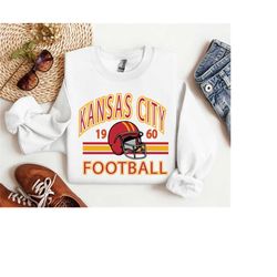 kansas city football sweatshirt, vintage style kansas city football crewneck sweatshirt, womens and mens kansas city swe