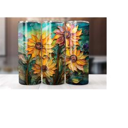 alcohol ink sunflower 20 oz tumbler wrap, sunflower tumbler wrap, sunflower, vibrant wrap, straight template, tapered, s