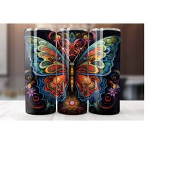 psychedelic butterfly 20 oz tumbler wrap, butterfly tumbler wrap, vibrant wrap, straight template, tapered, sublimation