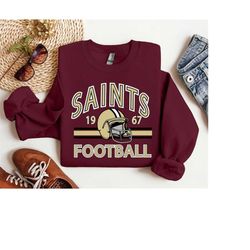 saints football sweatshirt, shirt retro style 90s vintage unisex crewneck, graphic tee gift for football fan sport l1409