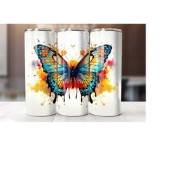 watercolor butterfly 20 oz tumbler wrap, butterfly tumbler wrap, vibrant wrap, straight template, tapered, sublimation g