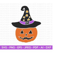 pumpkin with witch hat svg, halloween svg, witch svg, witch shirt svg, halloween costume svg, pumpkin svg, spooky svg, c