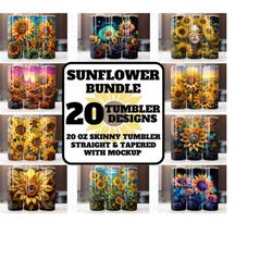 sunflower 20 oz tumbler wrap bundle, sunflower, tumbler wraps, vibrant wrap, stained glass, alcohol ink, watercolor, neo