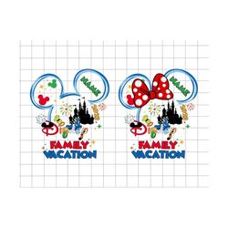 bundle custom family vacation png, magical kingdom png, mouse and friends, family trip png, family trip 2023 png, dotted red bow, vacay mode