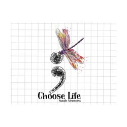 choose life mental health png, semicolon suicidal prevention png, ribbon suicide depression png, dragonfly png, mental health png