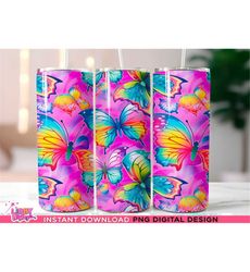 butterfly pattern 20 oz skinny tumbler sublimation design digital download png instant, butterfly tumbler, butterfly tumbler wrap