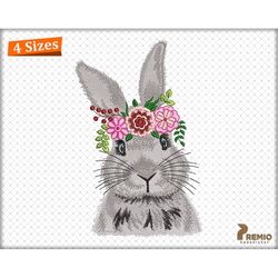 bunny embroidery designs, easter bunny machine embroidery design files,  floral bunny swing embroidery pattern, cute bun