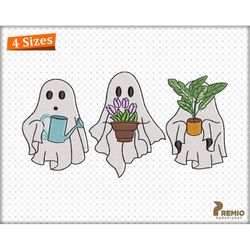 ghost plant embroidery design, ghost plant lady embroidery designs, plant lover  spooky season, gardening halloween mach