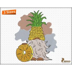 pineapple gnome embroidery design, summer gnome embroidery designs, spring gnome embroidery design, pineapple digital em