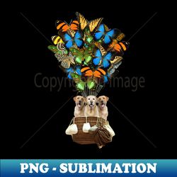 labrador dog butterfly hot air balloon - decorative sublimation png file - spice up your sublimation projects