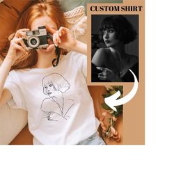 personalized shirt, custom portrait from photo, photo shirt, outline t-shirt, custom portrait, personalized gift