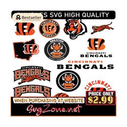 cincinnati bengals svg clipart bundle for n--f--l football teams