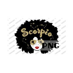 scorpio afro lady png for sublimation, zodiac png,cbirthday queen, instant download png