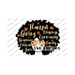 thanksgiving afro lady svg, autumn, fall, black woman, afro, clip art, instant download svg png jpg
