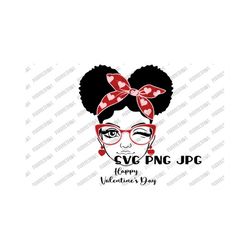 happy valentine's day afro puffs svg, black woman, valentine's day digital cut file, sublimation, printable svg png jpg