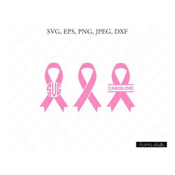 cancer ribbon svg, pink ribbon svg, cancer ribbon monogram svg, pink ribbon monogram svg, cancer ribbon, cricut, silhoue