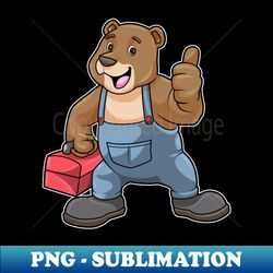 bear as craftsman with tool box - artistic sublimation digital file - perfect for personalization