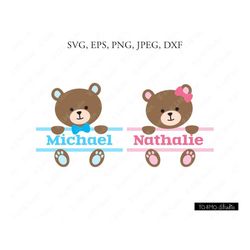 bear svg, easter svg, bear split svg, cute teddy bear svg, bear face svg, cricut, silhouette cut file