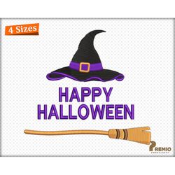 happy halloween embroidery designs, happy halloween witch hat embroidery design, embroidery witch hat, halloween embroid