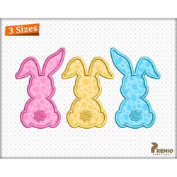 bunny applique embroidery design, easter embroidery designs, bunny machine embroidery designs,  bunny trio easter appliq