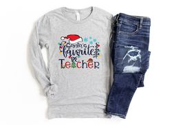 pe teacher christmas shirt png, santas favorite pe teacher shirt png, funny christmas shirt png santas pe teacher holida