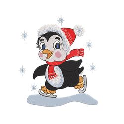 christmas baby penguin embroidery design